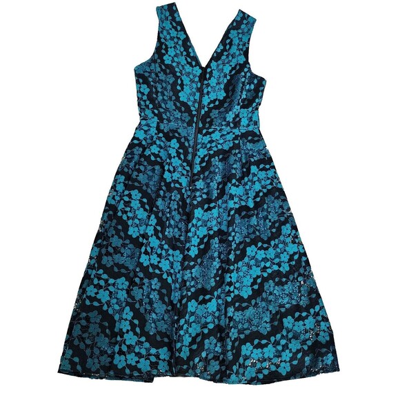 Donna Karan DKNY Floral‎ Lace Fit & Flare Cocktail Dress Black Aqua Green Size 6 - Picture 4 of 11